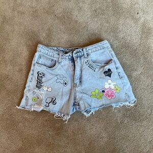 Forever 21 Light Blue Graphic Jean Shorts